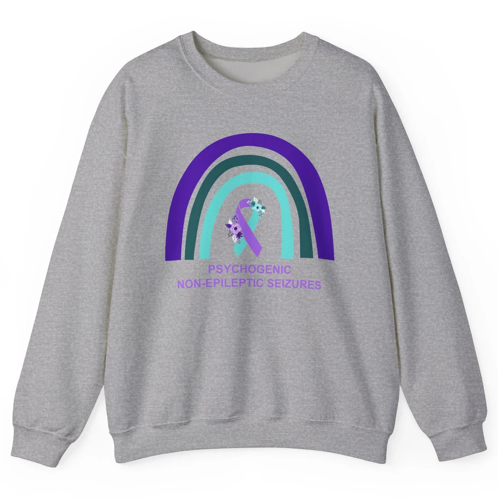Psychogenic Non-epileptic Seizures PNES Purple Teal Rainbow Unisex Crewneck Sweatshirt