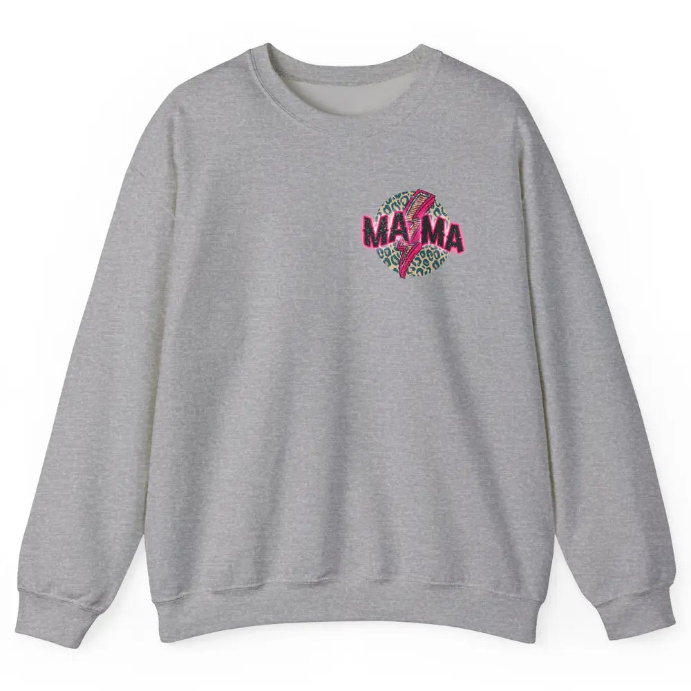 Retro Mama Leopard Pink Lightning Bolt Western Country Mama Unisex Crewneck Sweatshirt