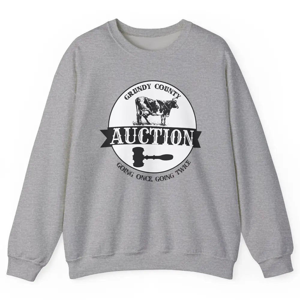 Retro Cow Cattle Grundy County Auction Western Country Farm Unisex Crewneck Sweatshirt