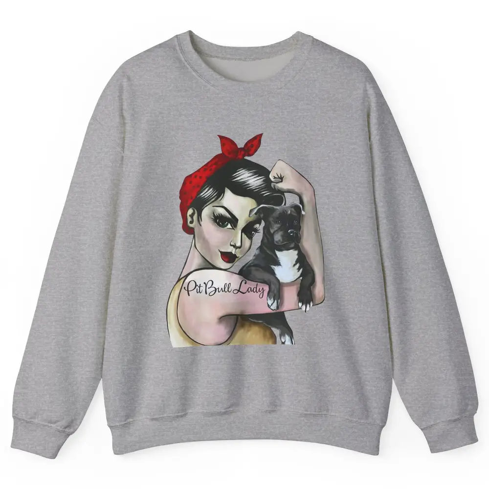 Pit Bull Lady Pit Bull Mom Dog Mom Bandana Dog Lovers Gift Unisex Crewneck Sweatshirt