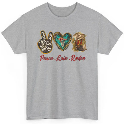 Retro Peace Love Rodeo Cowboy Boots Western Country Cowgirl Classic Unisex T-Shirt