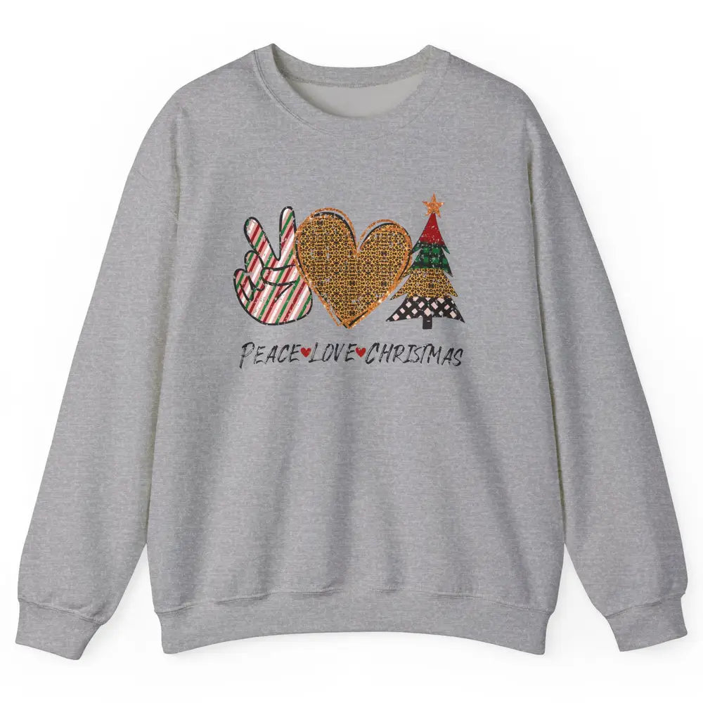 Peace Love Christmas Leopard Merry Christmas Vintage Retro Unisex Crewneck Sweatshirt