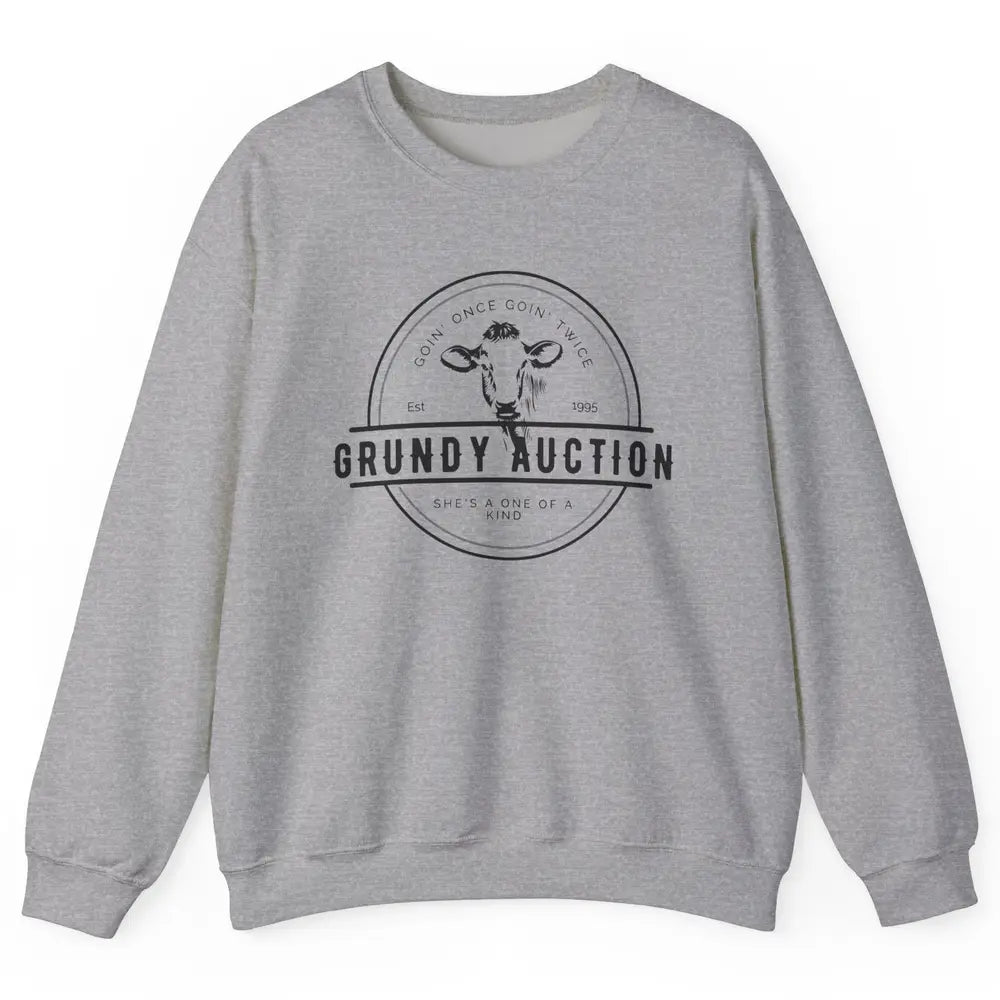 Retro Cow Cattle Grundy County Auction Western Country Farm Unisex Crewneck Sweatshirt