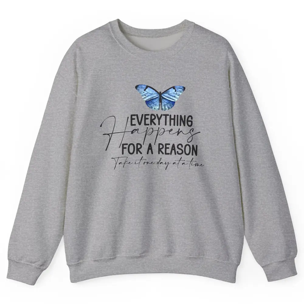 Retro Groovy Everything Happens For A Reason Inspirational Unisex Crewneck Sweatshirt