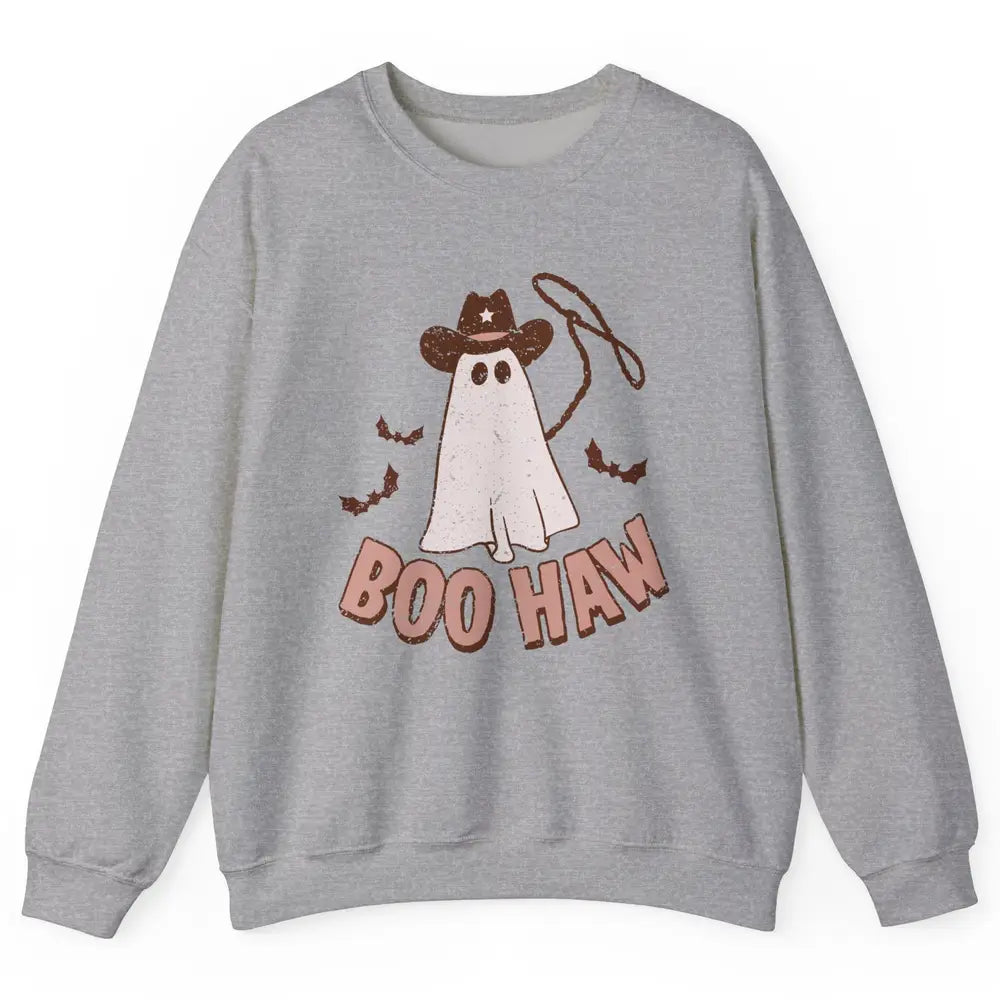 Retro Cowboo Boo Haw Ghost Fall Spooky Season Western Cowboy Unisex Crewneck Sweatshirt