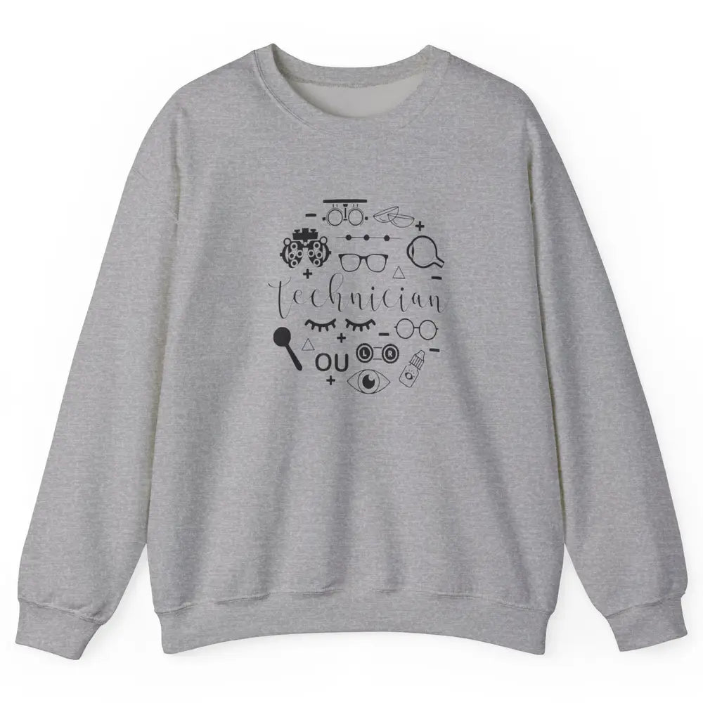 Optometry Symbols Eyeglasses Optician Optometrist Technician Unisex Crewneck Sweatshirt