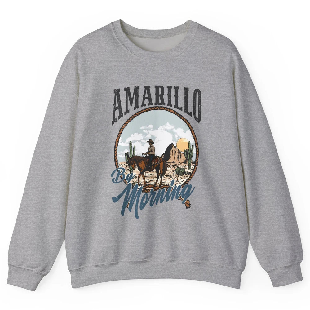 Retro Desert Cowboy Riding Horse Amarillo By Morning Western Unisex Crewneck Sweatshirt