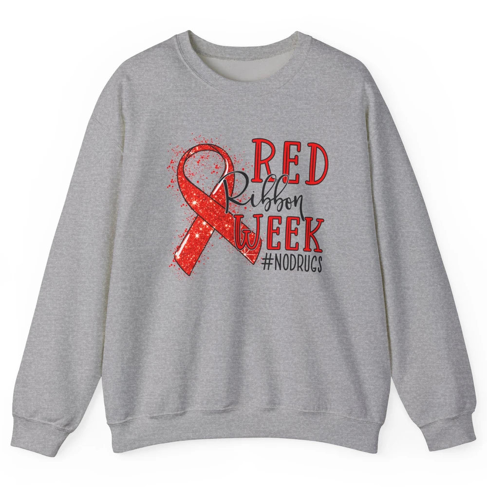 October Red Ribbon Week Awareness No Drugs Drug Free Unisex Crewneck Sweatshirt