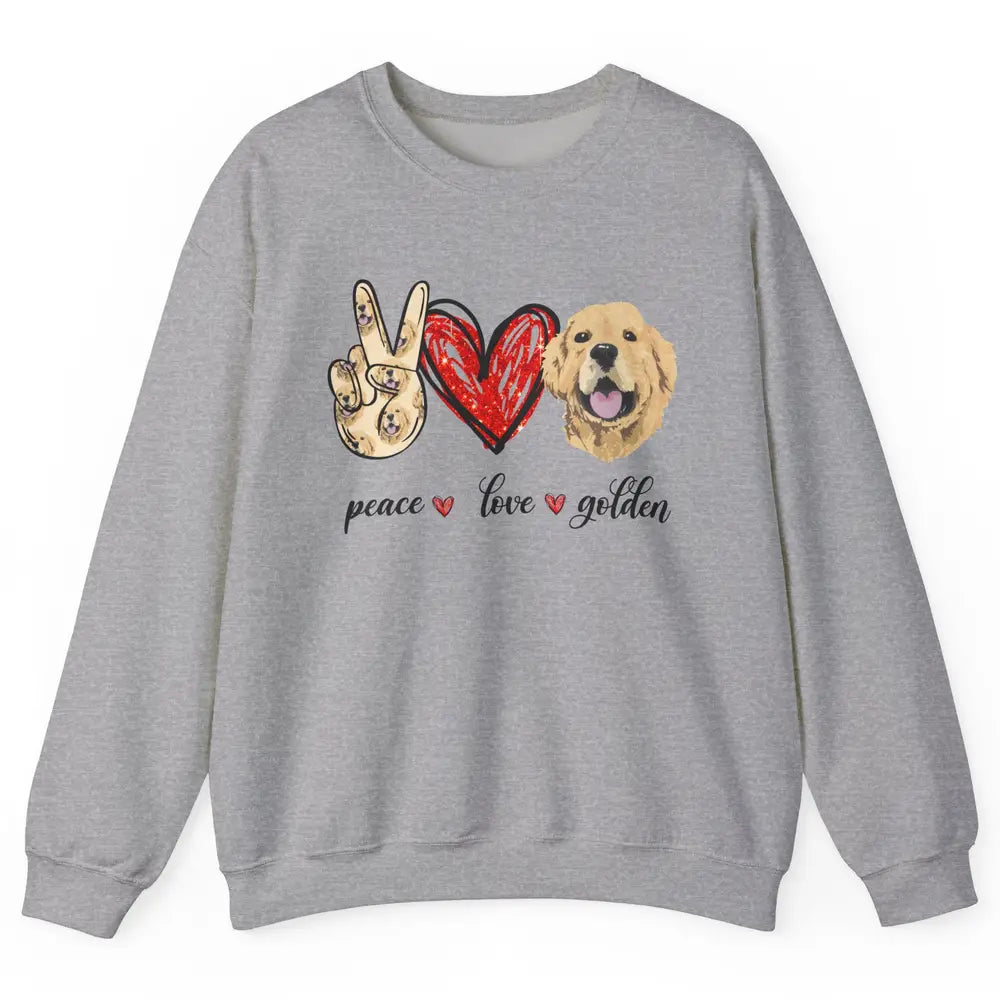 Peace Love Golden Dog Lover Golden Retriever Dad Mom Gift Unisex Crewneck Sweatshirt