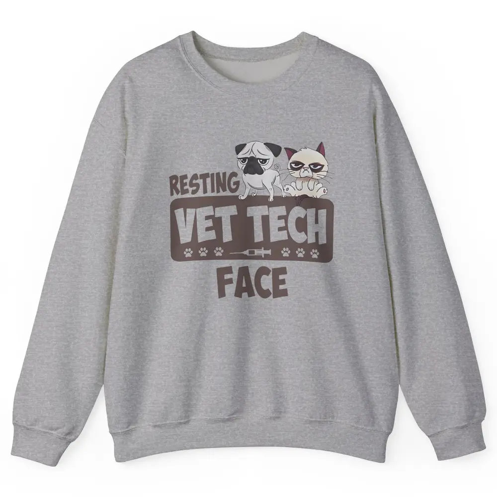 Resting Vet Tech Animal Face Nurse Veterinarian Dog Cat Paw Unisex Crewneck Sweatshirt