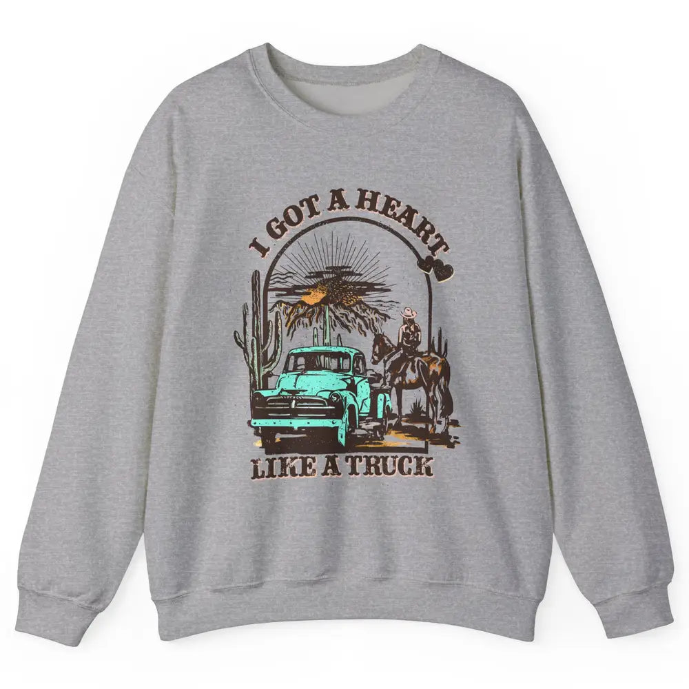 Retro Cowgirl Riding Horse I Got A Heart Western Country Unisex Crewneck Sweatshirt