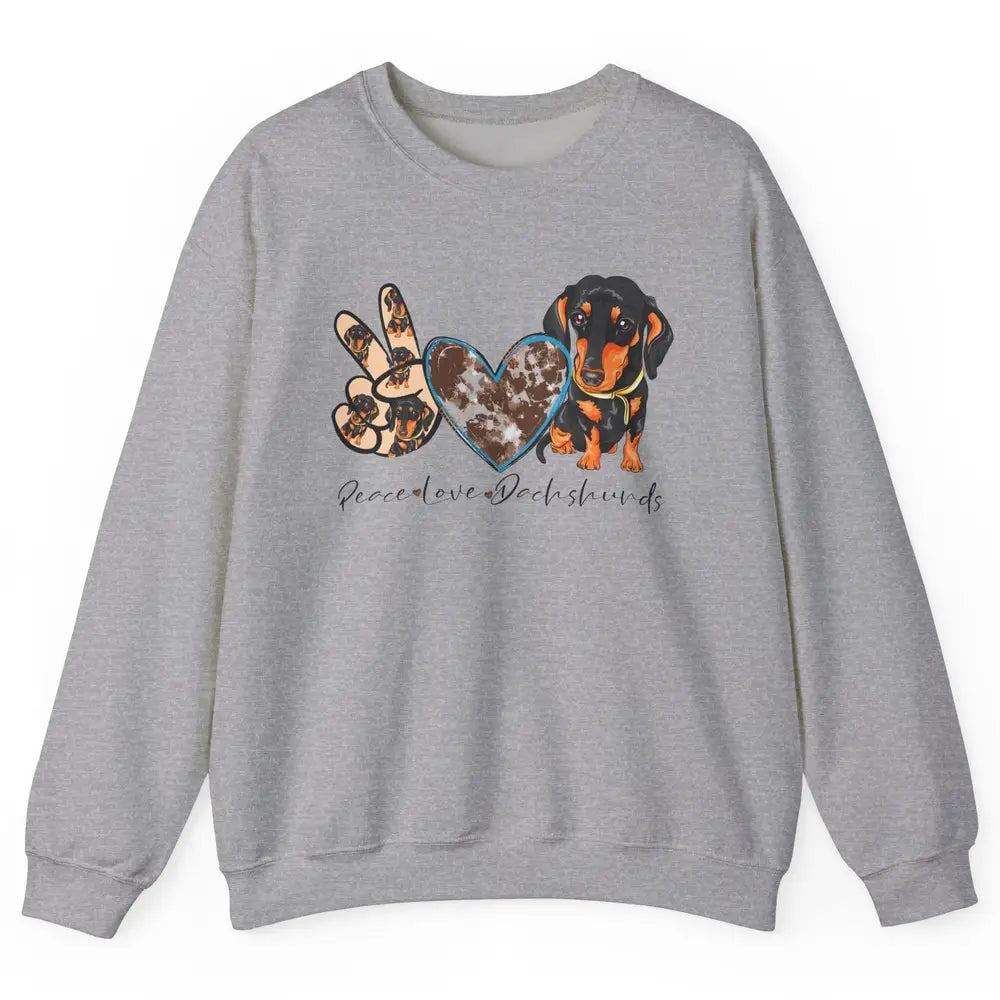 Peace Love Dachshund Dog Mom Dachshund Lovers Wiener Mom Unisex Crewneck Sweatshirt