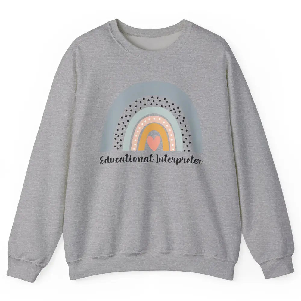 Retro Boho Rainbow Educational Interpreter Back To School Unisex Crewneck Sweatshirt