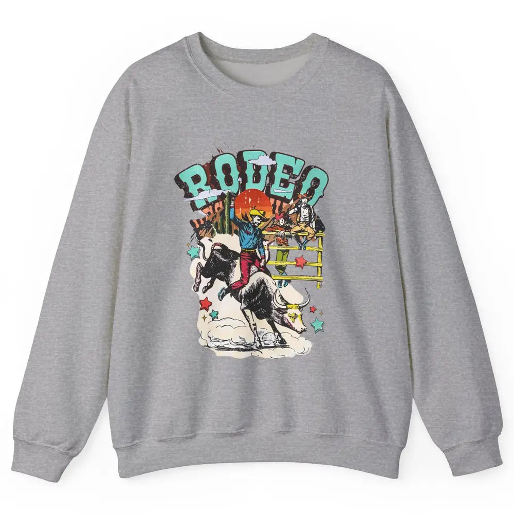 Retro Cowboy Horsing Rodeo Dad Bull Racing Western Country Unisex Crewneck Sweatshirt