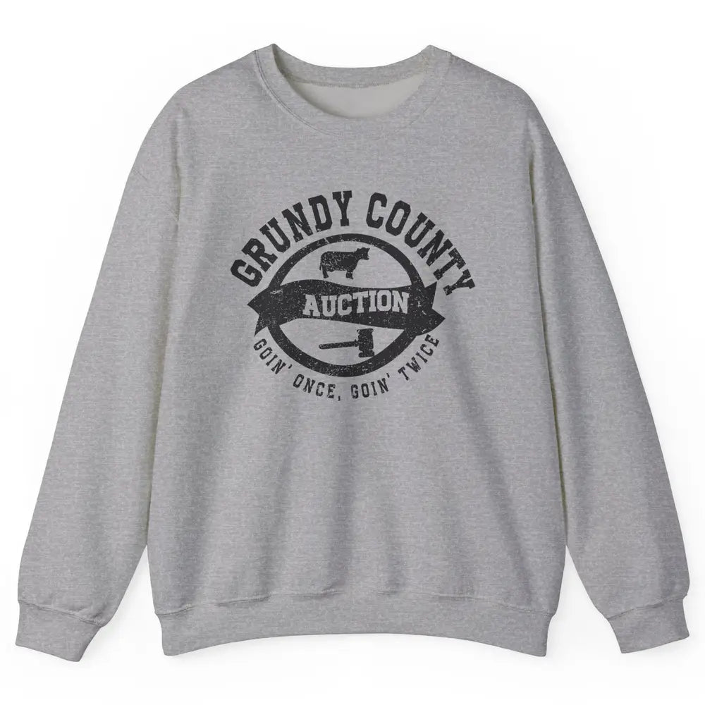 Retro Bull Skull Grundy County Auction Western Country Farm Unisex Crewneck Sweatshirt