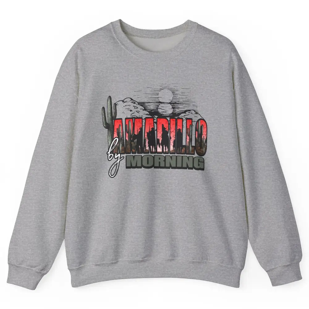 Retro Desert Sunset Amarillo By Morning Western Cowboy Unisex Crewneck Sweatshirt