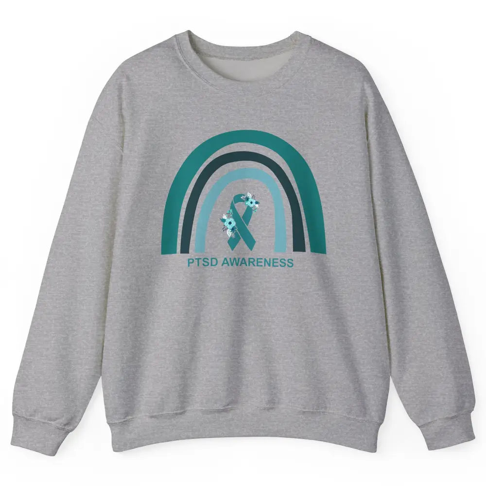 Post-traumatic Stress Disorder Awareness PTSD Teal Ribbon Unisex Crewneck Sweatshirt