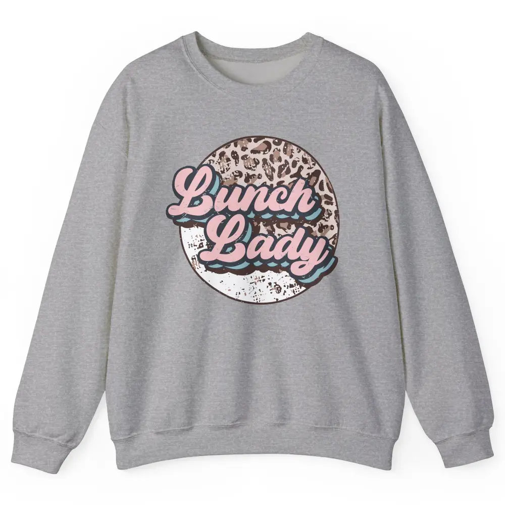 Retro Leopard Lunch Lady Cafeteria Life Lunch Lady Halloween Unisex Crewneck Sweatshirt