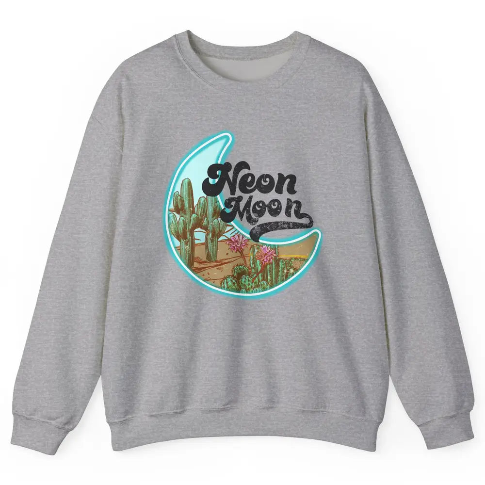 Neon Moon Cactus Flower Desert Western Cowboy Rodeo Vintage Unisex Crewneck Sweatshirt
