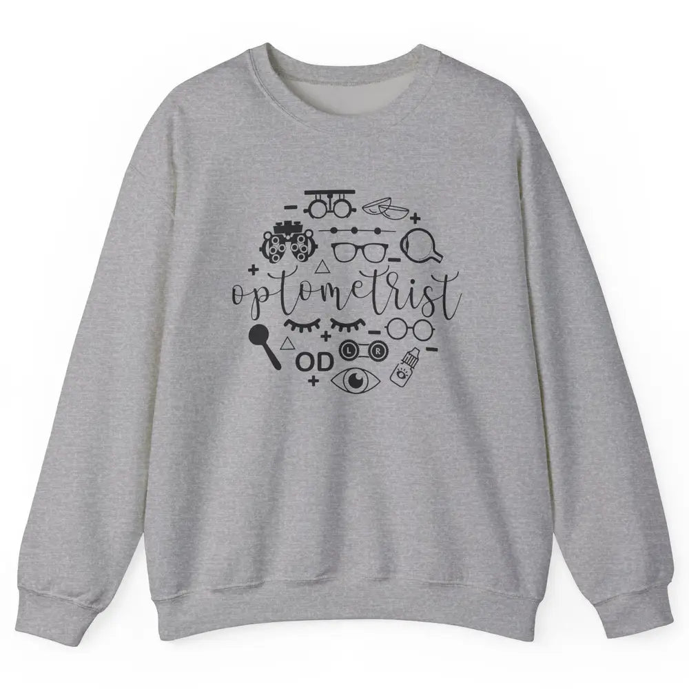 Optometry Symbols Optometrist Eyeglasses Spectacles Optician Unisex Crewneck Sweatshirt
