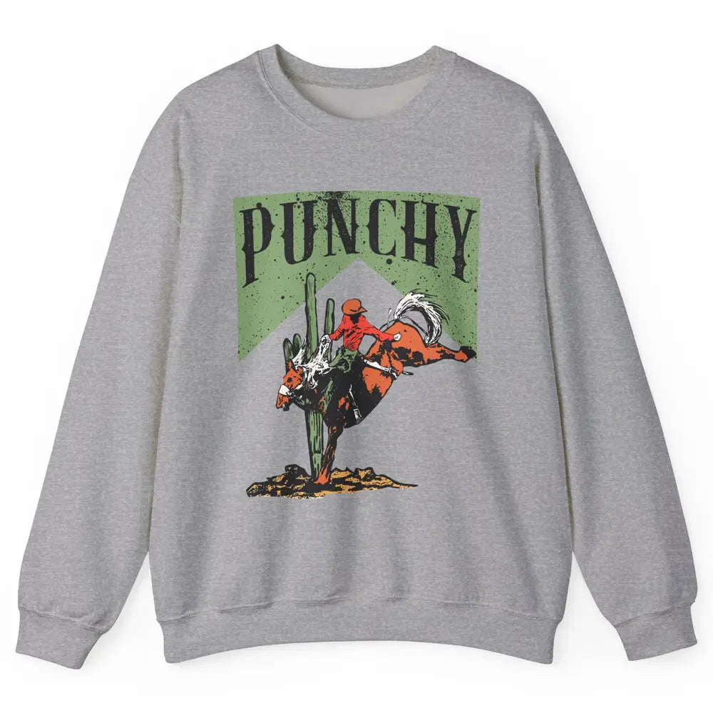 Retro Cowboy Rodeo Punchy Bucking Horse Western Country Unisex Crewneck Sweatshirt
