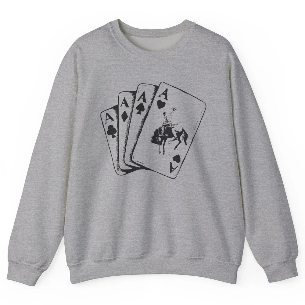 Punchy Cowboy Hold Your Horses Cards Western Country Rodeo Unisex Crewneck Sweatshirt