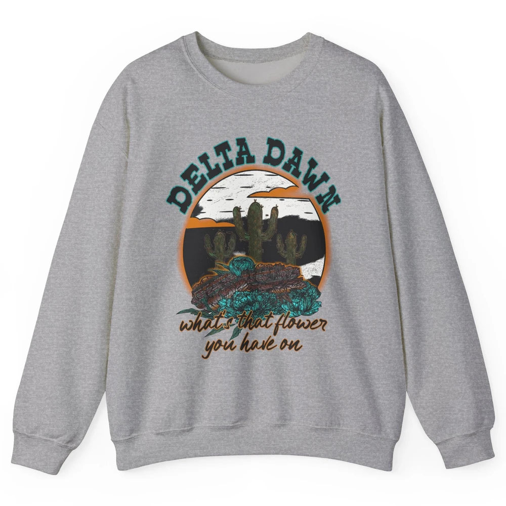 Retro Desert Night Delta Dawn What's That Flower Western Unisex Crewneck Sweatshirt