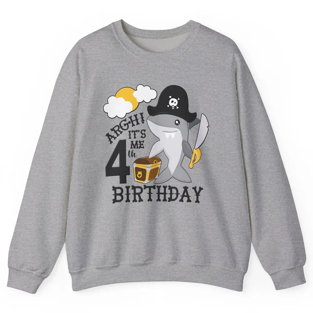 Pirate Shark 4th Birthday Party 4th Birthday Boy Girl Gift Unisex Crewneck Sweatshirt
