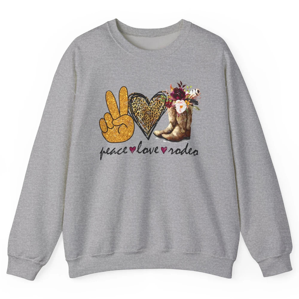Retro Peace Love Rodeo Cowboy Boots Western Country Cowgirl Unisex Crewneck Sweatshirt