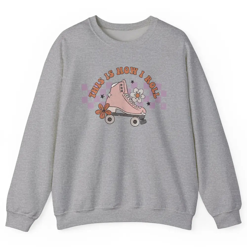 Retro Boho Roller Skate Groovy Daisy Skateboard Skater Gift Unisex Crewneck Sweatshirt