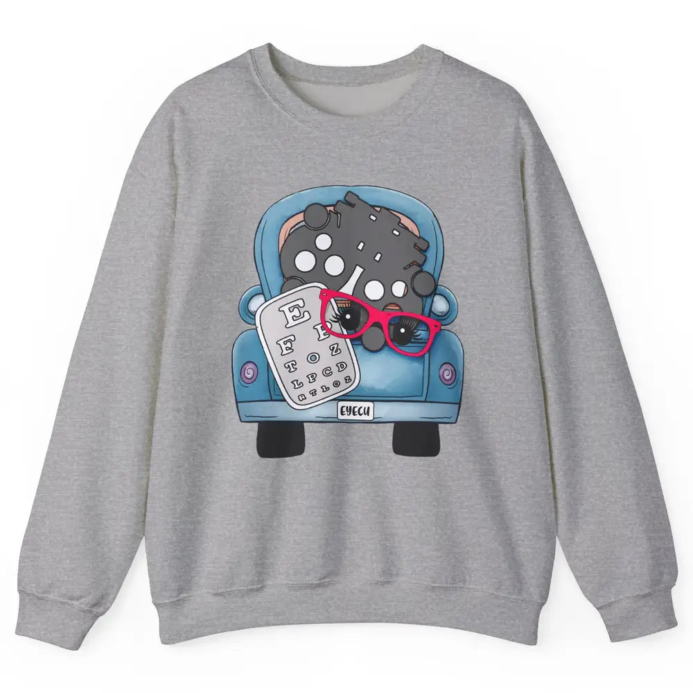 Optometry Ophthalmology Truck Eyechart Glasses Optometrist Unisex Crewneck Sweatshirt