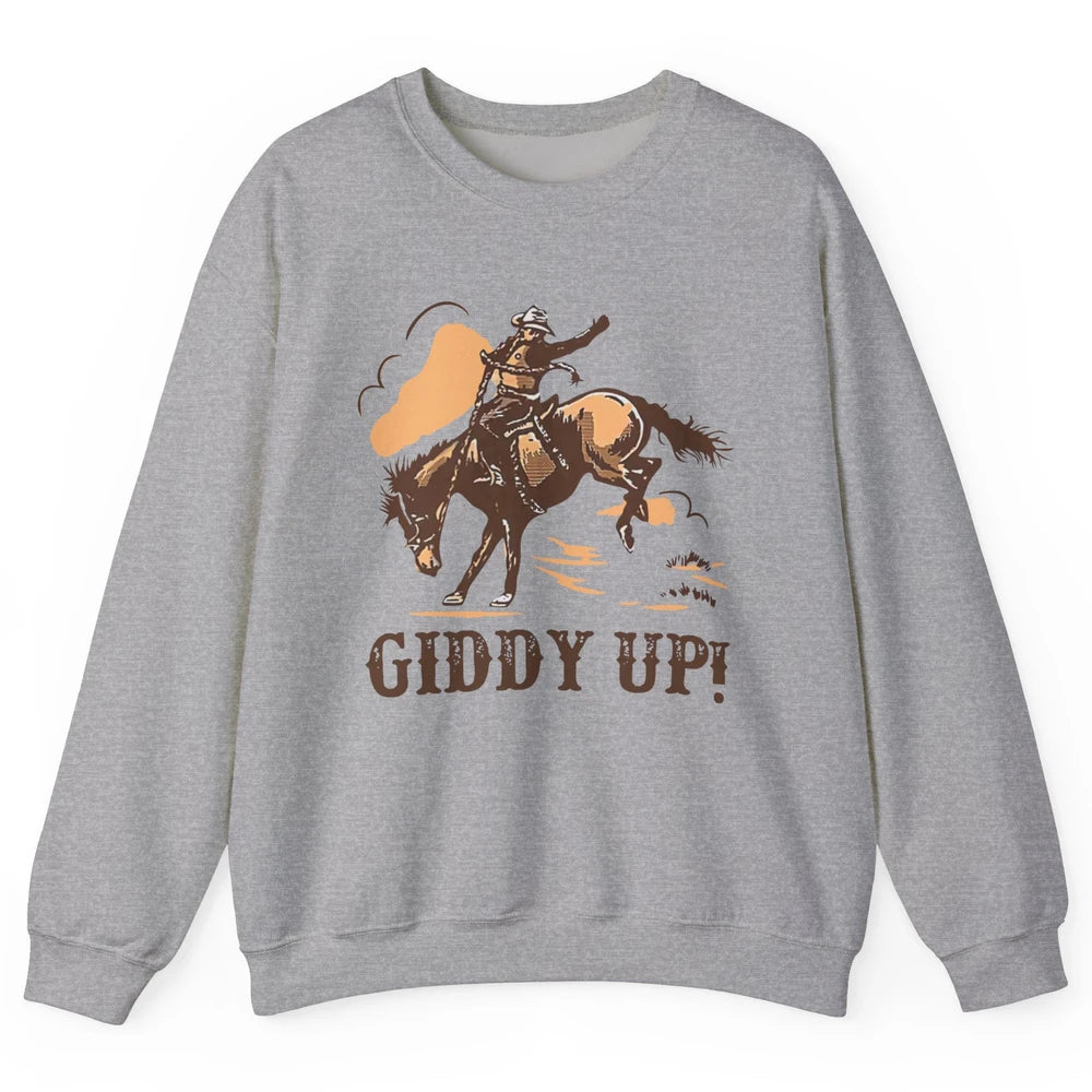 Retro Cowboy Rodeo Giddy Up Hold Your Horses Western Country Unisex Crewneck Sweatshirt