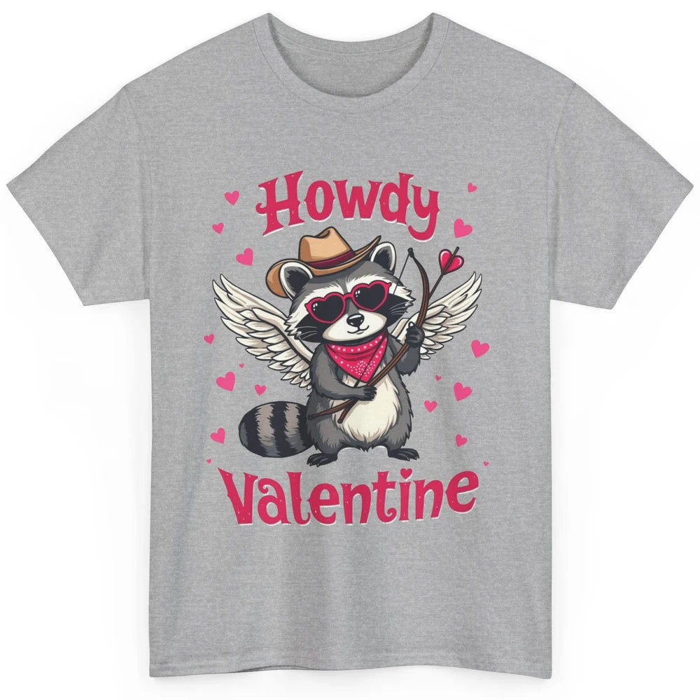 Howdy Valentine Cowboy Hat Cupid Raccoon Funny Opossum Love Heart Cute Western Possum Rodeo Classic Unisex T-Shirt