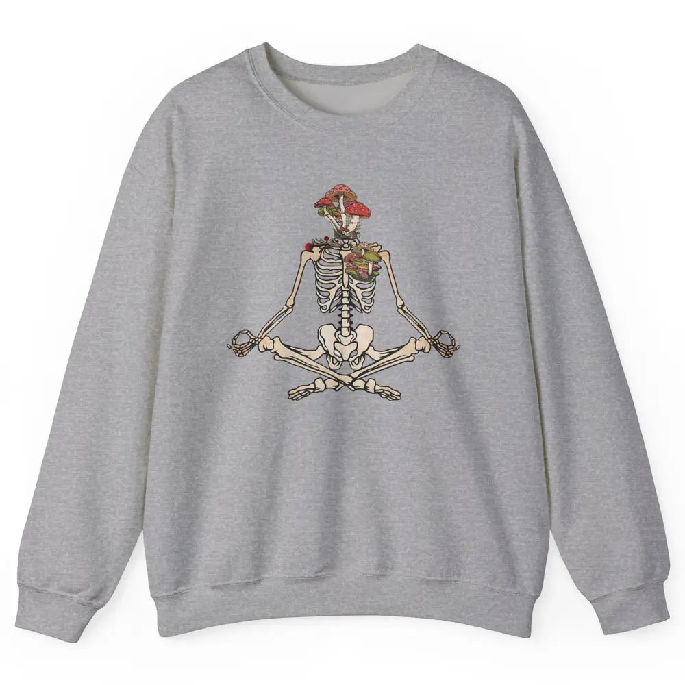 Vintage Skeleton Rib Mushroom Yoga Plants Lover Gardening Unisex Crewneck Sweatshirt
