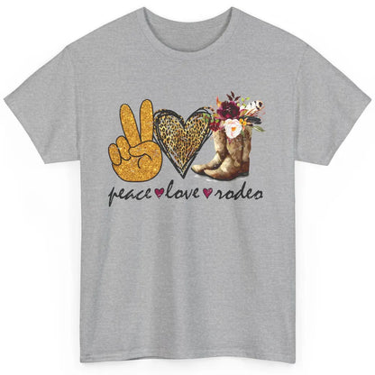 Retro Peace Love Rodeo Cowboy Boots Western Country Cowgirl Classic Unisex T-Shirt