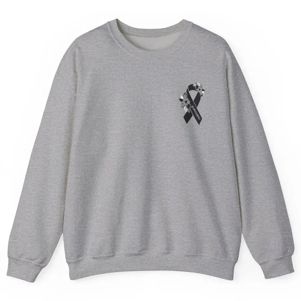 Narcolepsy Awareness Floral Black Ribbon Narcolepsy Support Unisex Crewneck Sweatshirt