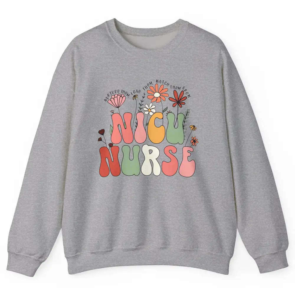 NICU Nurse Wildflower Neonatal Nurse Baby Nurse Appreciation Unisex Crewneck Sweatshirt