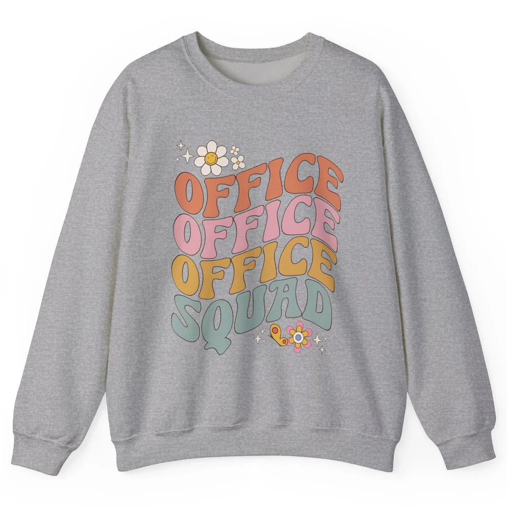 Retro Office Squad Hippie Groovy Office Staff Positive Mind Unisex Crewneck Sweatshirt