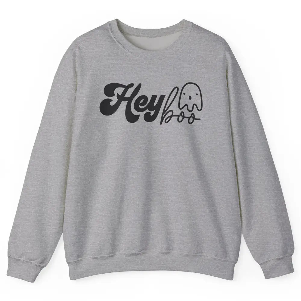 Funny Ghost Hey Boo Pumpkin Halloween Autumn Thanksgiving Unisex Crewneck Sweatshirt