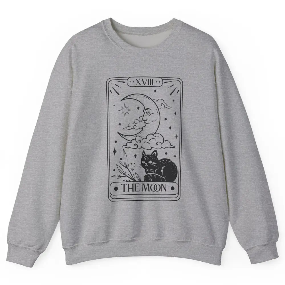 Retro Halloween Cat Witch The Moon Tarot Card Witchcraft Unisex Crewneck Sweatshirt