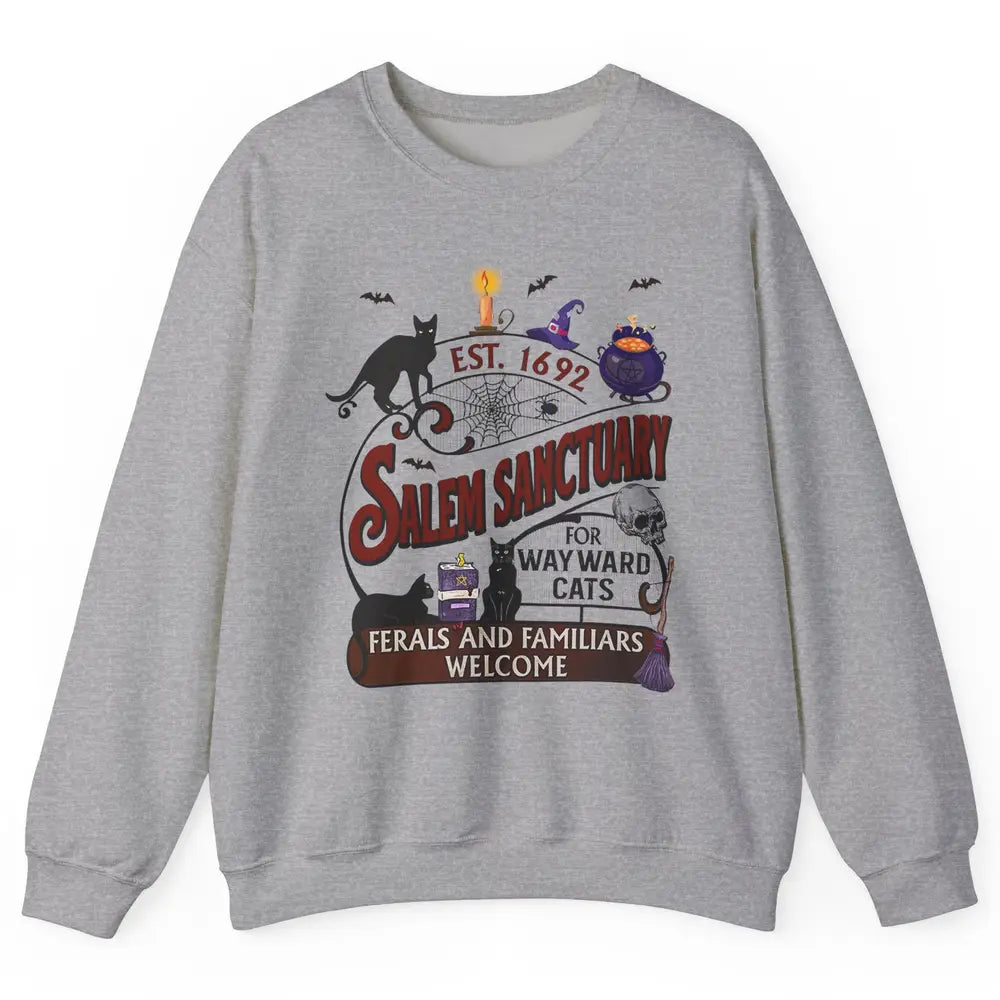 Witch Cat Salem Sanctuary Witch City Halloween Cat Costume Unisex Crewneck Sweatshirt