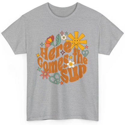 Retro Daisy Rainbow Sunrise Here Comes The Sun Hippie Girl Classic Unisex T-Shirt
