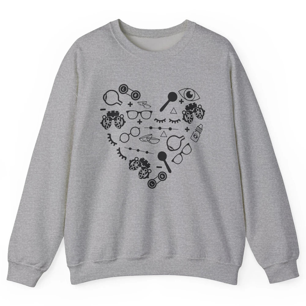 Optometry Symbols Heart Eyeglasses Spectacles Optician Life Unisex Crewneck Sweatshirt