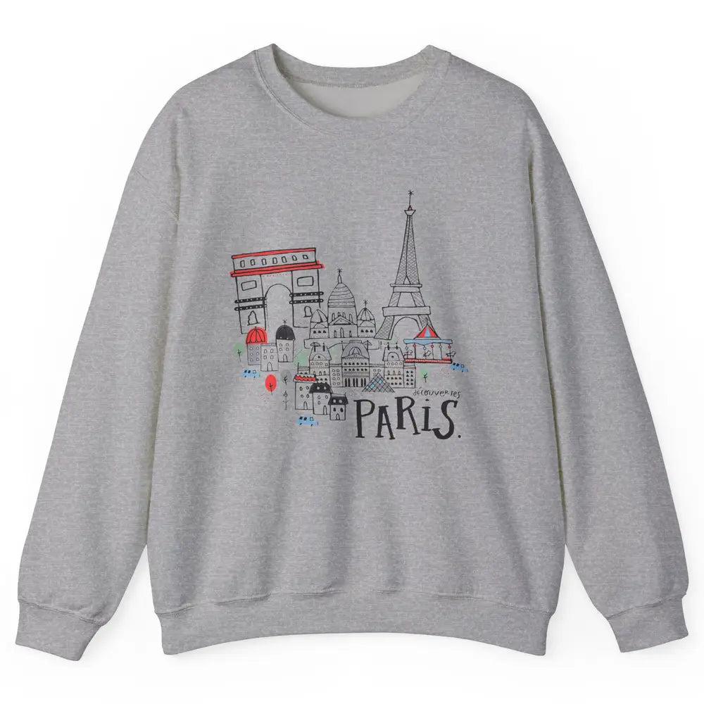 Paris Eiffel Tower Travel France Gift Paris Skyline Unisex Crewneck Sweatshirt