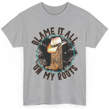 Retro Leopard Cowboy Boots Blame It On My Roots Western Girl Classic Unisex T-Shirt