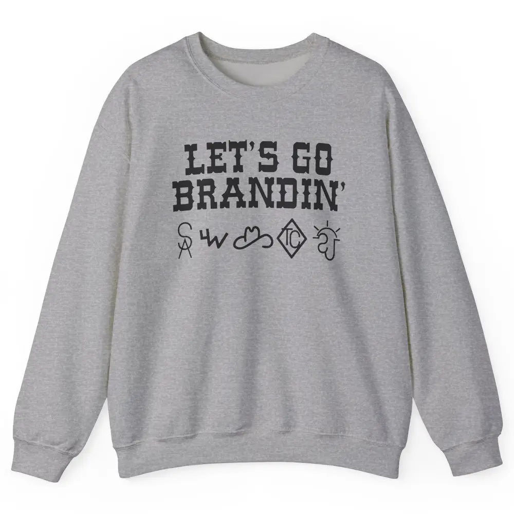 Retro Cowboy Hat Let's Go Brandin' Western Country Symbols Unisex Crewneck Sweatshirt