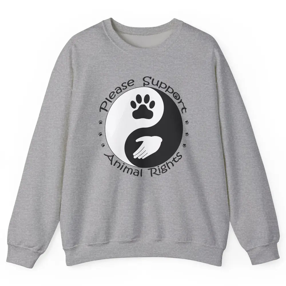 Please Support Animal Rights Pet Rescuer Paw Yin Yang Adopt Unisex Crewneck Sweatshirt