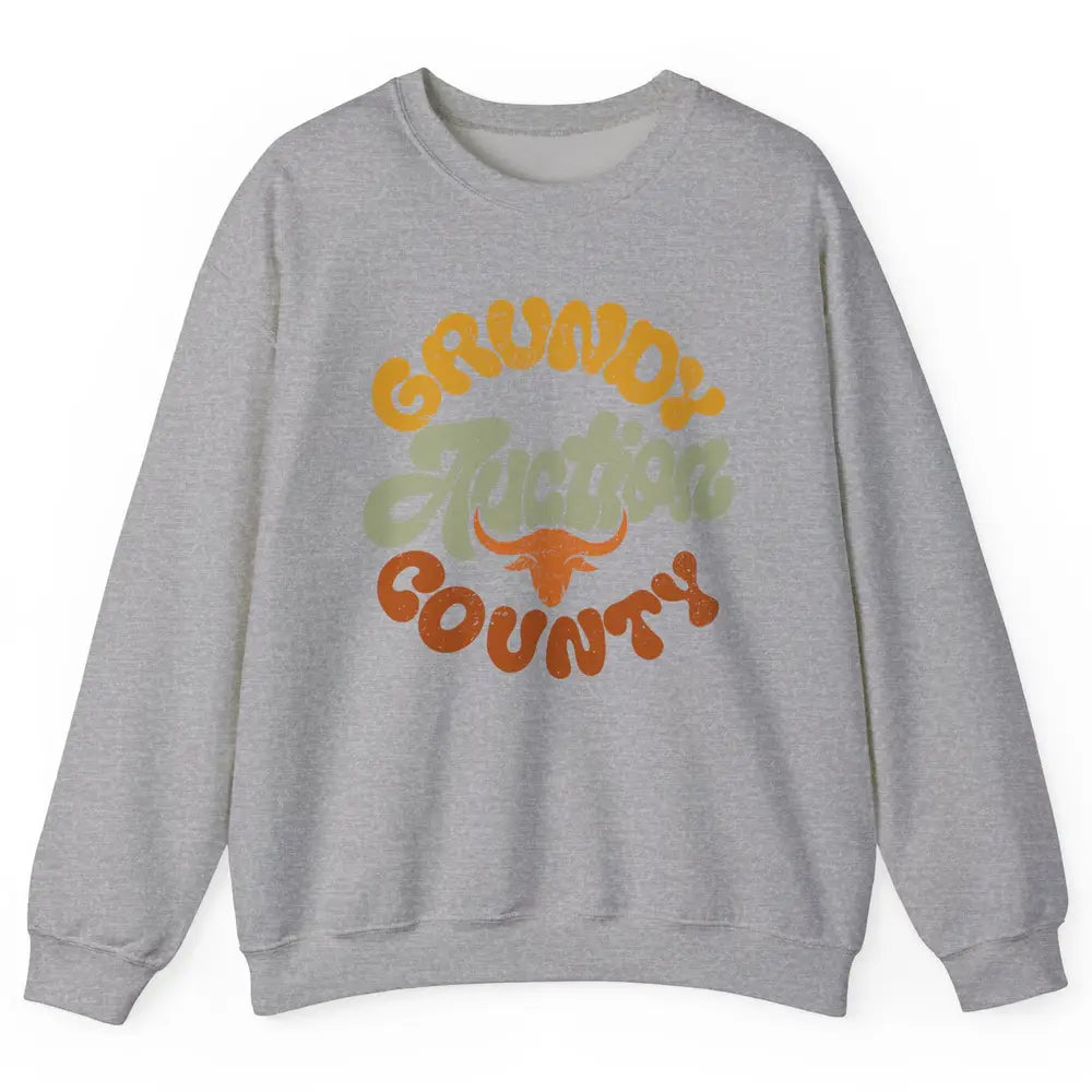 Retro Cow Cattle Grundy County Auction Western Country Farm Unisex Crewneck Sweatshirt