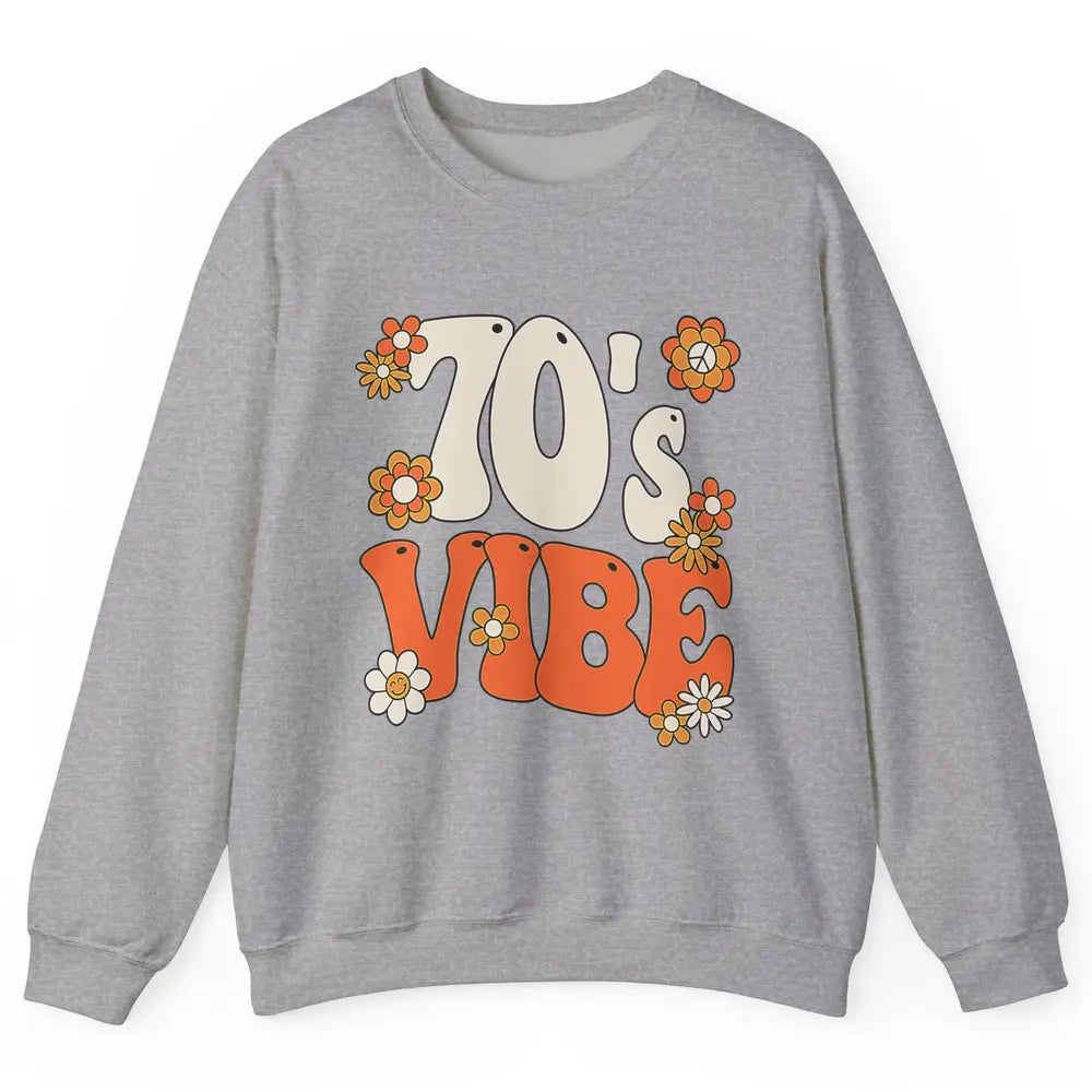 Retro 70s Vibe Groovy Smile Daisy Hippie Positive 1970 Party Unisex Crewneck Sweatshirt
