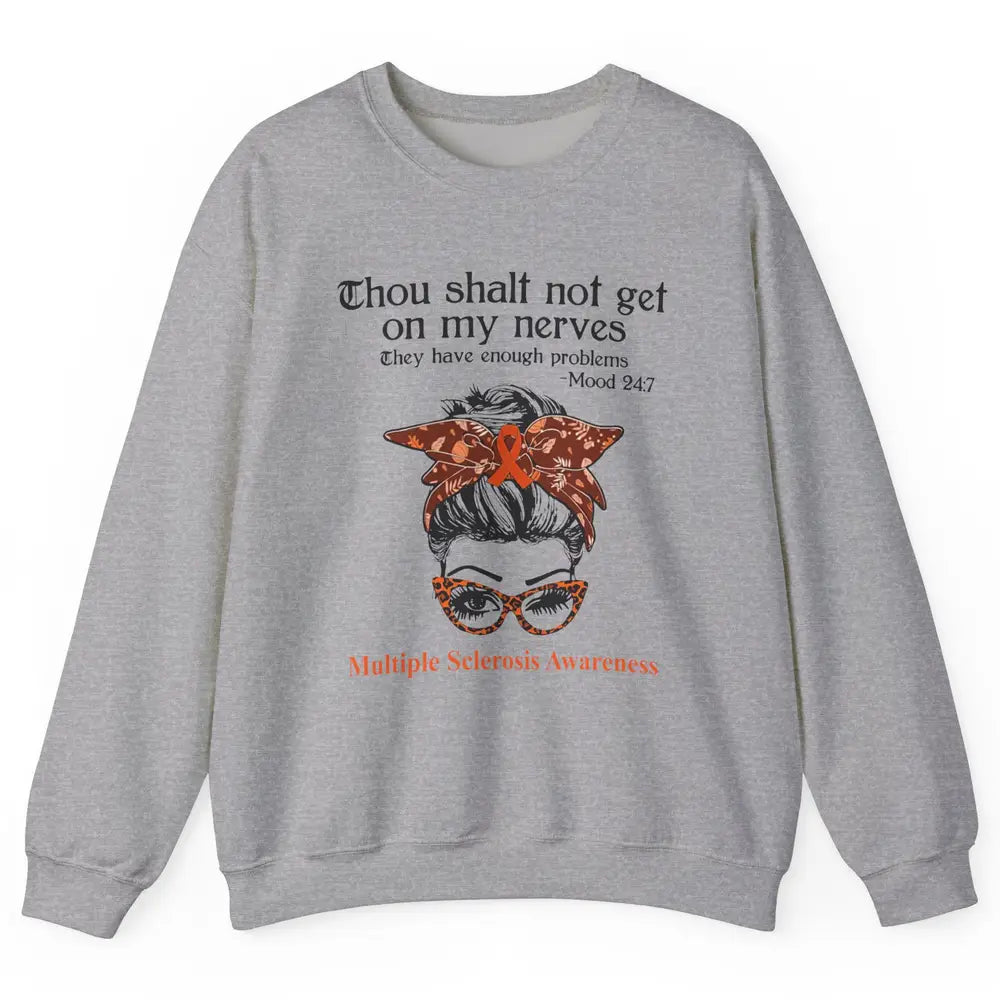 Multiple Sclerosis Awareness Messy Bun Ms Cancer Warrior Unisex Crewneck Sweatshirt